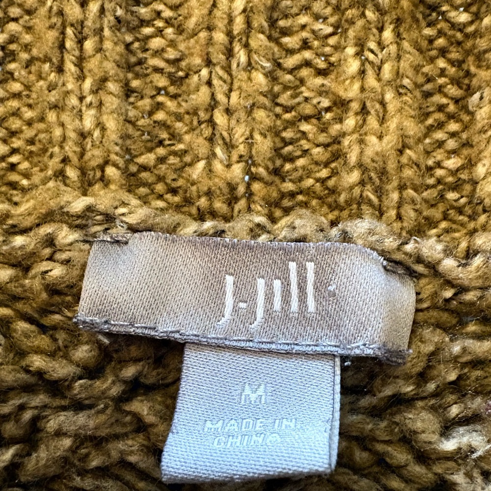 J. Jill Brown Herringbone Knit Cardigan Sweater Toggle Front Medium - Picture 5 of 10